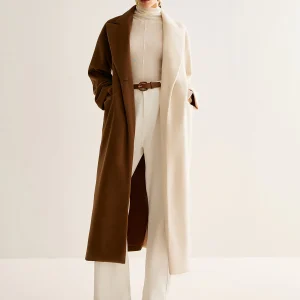 Bicolour Long Coat | Brown & Ecru | Minimalist and Graphic