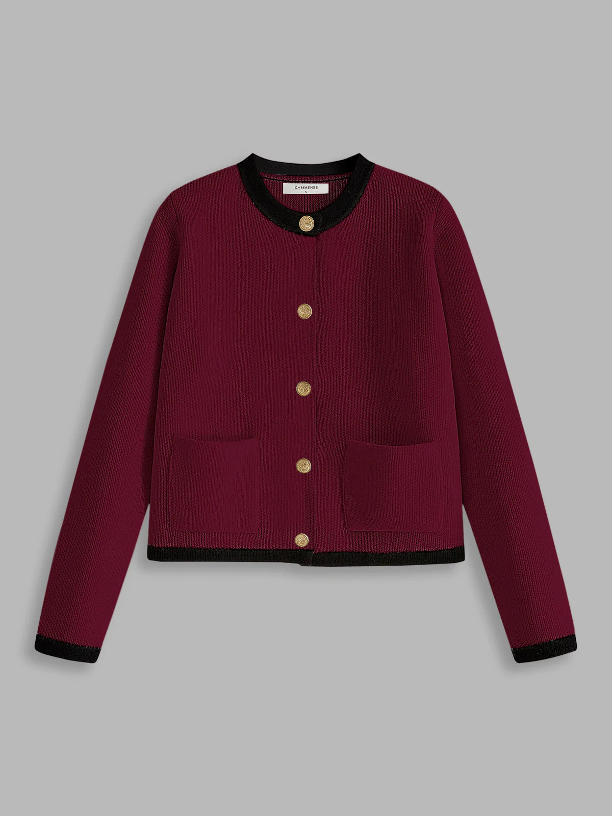 Black Contrast Cardigan | Short Cut | Gold Buttons – Image 6