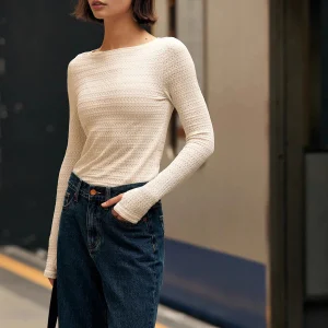 Ecru Top | Openwork Mesh | Natural & Casual Elegance