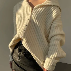 Cardigan Côtelé | Crème Oversize | Sensuel et Confortable