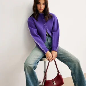 Cardigan en Maille | Tricot Violet | Couche Douce et Stylée