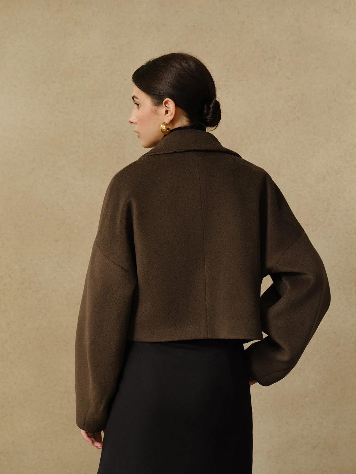Wool Short Jacket | Chocolate | Oversized and Architectural – Image 8