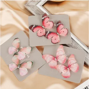 Barrette Papillon Cheveux Rose