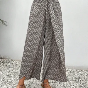 Pantalon Large Estival | Taille Haute | Tissu Léger Imprimé