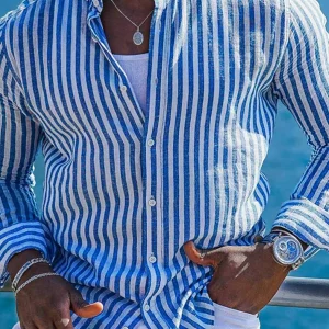 Chemise Rayée | Lin & Coton | Légère et Élégante