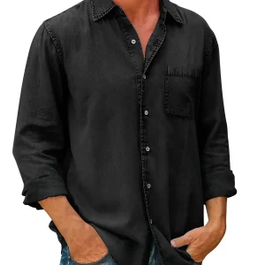 Chemise Décontractée | Noir Délavé | Fluide et Tendance