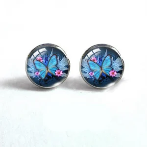 Boucles d'Oreilles Papillon Fleurs