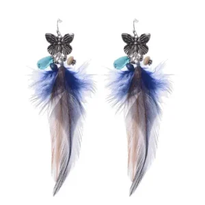 Boucles d'Oreilles Papillon Plumes