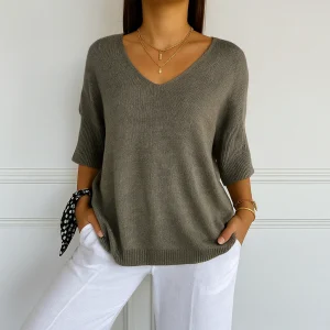 Pull Col V Femme | Maille Fine | Doux & Élégant