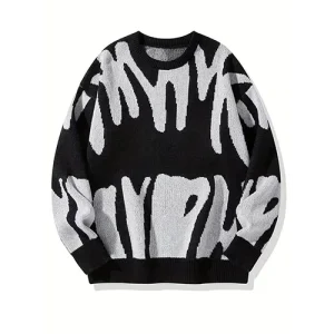 Pull Graphique Noir et Blanc | Motif Abstrait | Style Moderne