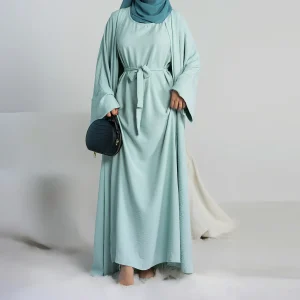 Kimono Abaya 2 Pièces Bleu Vert