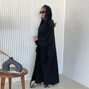 Kimono Abaya avec Hijab Noir