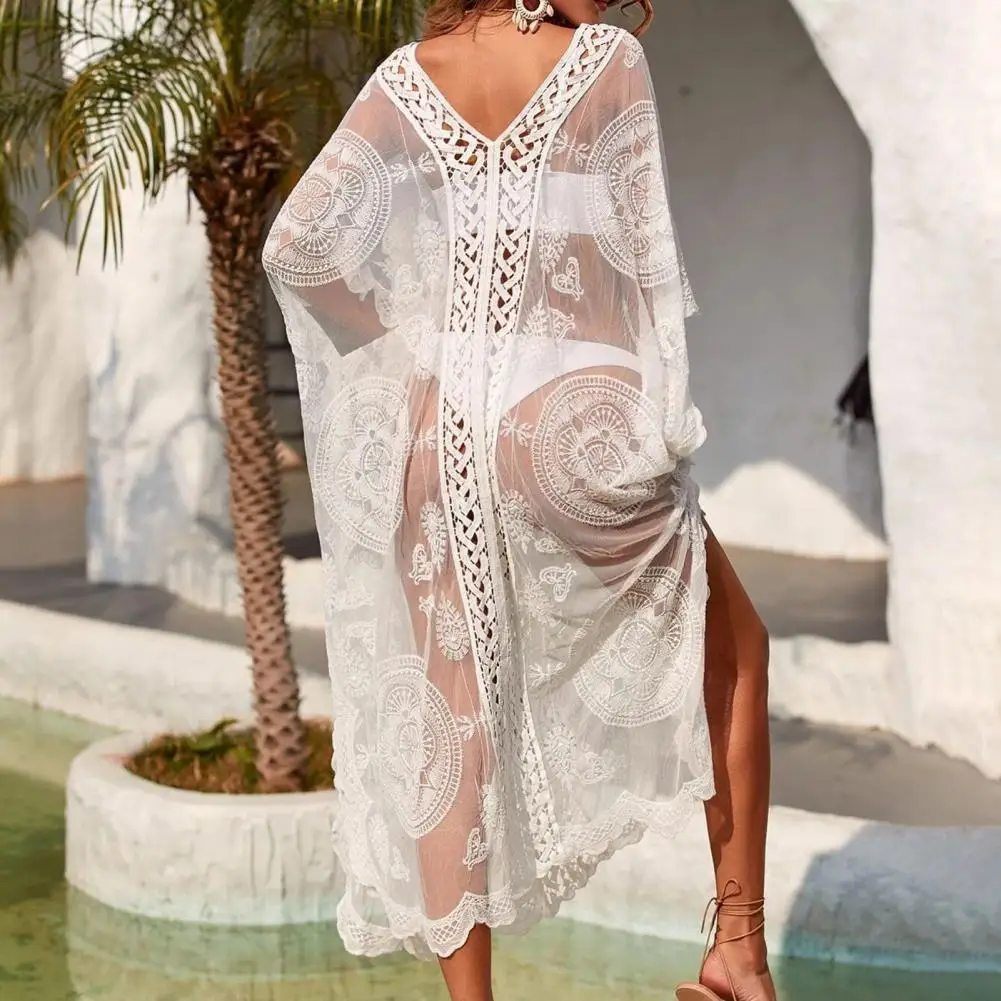 Kimono Plage Femme Blanc – Image 4