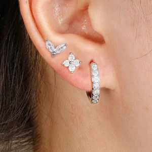 Lot de 3 Boucles d’Oreilles Argentées et Zircon