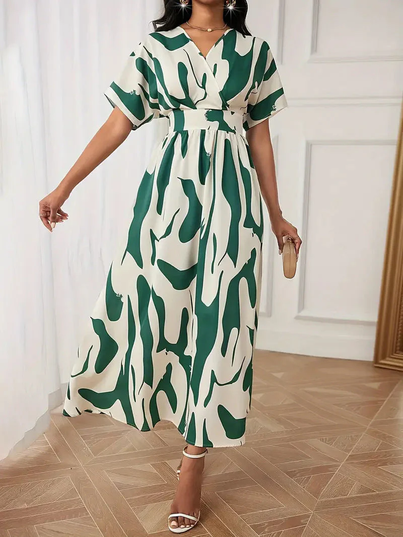 Robe Longue Imprimée Ceinturée | Graphisme Audacieux et Élégance Flottante – Image 4