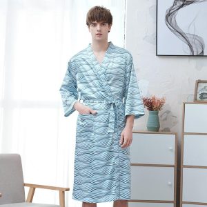 Peignoir Kimono Japonais Turquoise