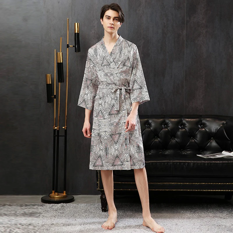Peignoir Kimono Motif Géométrique – Image 3