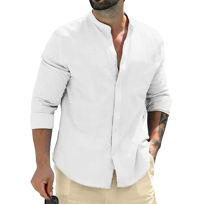 Riviera Élégance | Men's Mao Collar Shirt – Image 2