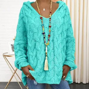 Maya - Pull Oversize Torsadé Turquoise | Confortable | Tendance Hivernale