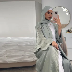 Abaya Kimono Minimaliste Satinée