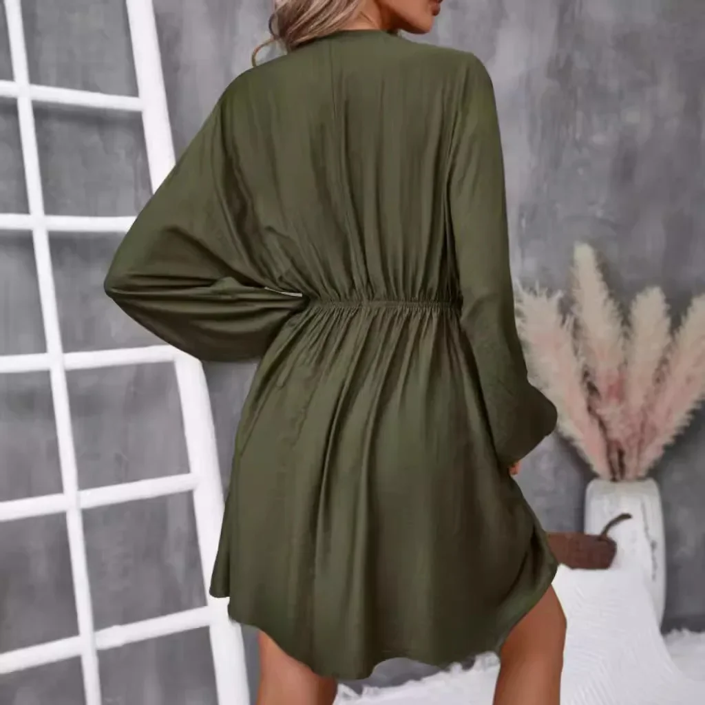 Robe Kimono Tendance Verte Olive – Image 3