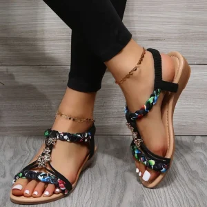 Braided Sandals with Flower Embellishments | Bohemian Chic and Comfort Summer