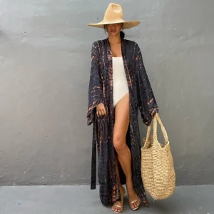 Kimono Femme Noir et Vert