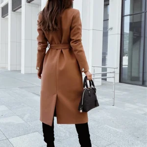 Manteau Ceinturé Marron Clair