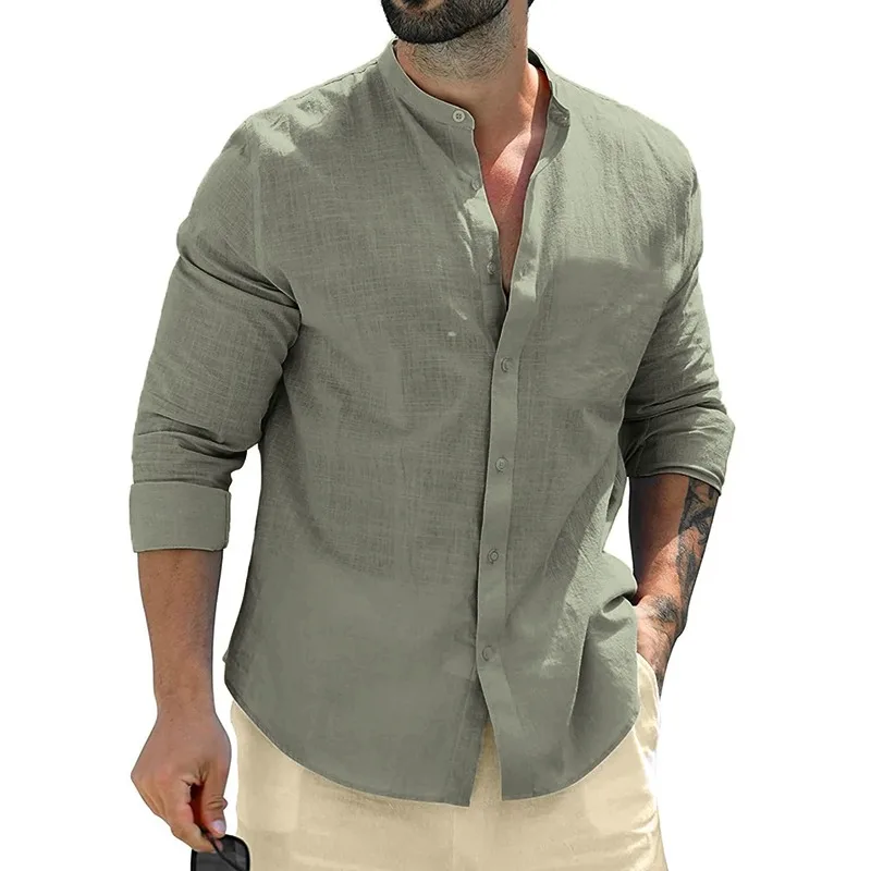 Riviera Élégance | Men's Mao Collar Shirt – Image 3