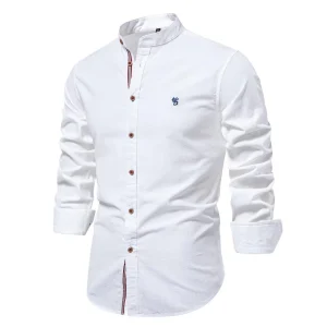 Chemise Blanche à Col Mao | Coton | Élégante & Moderne