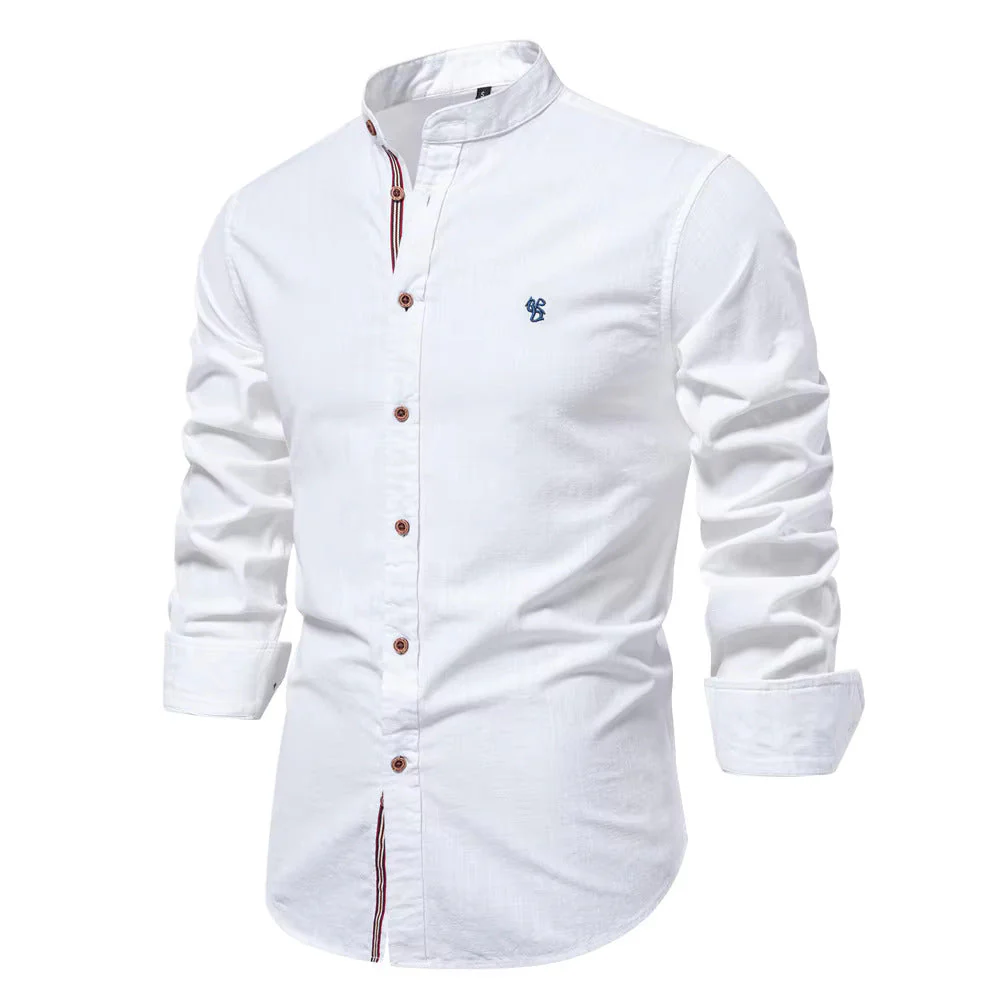Chemise Blanche à Col Mao | Coton | Élégante & Moderne