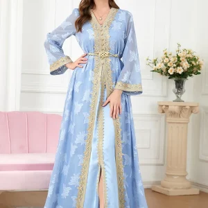 Abaya Kimono Bleue Haut de Gamme