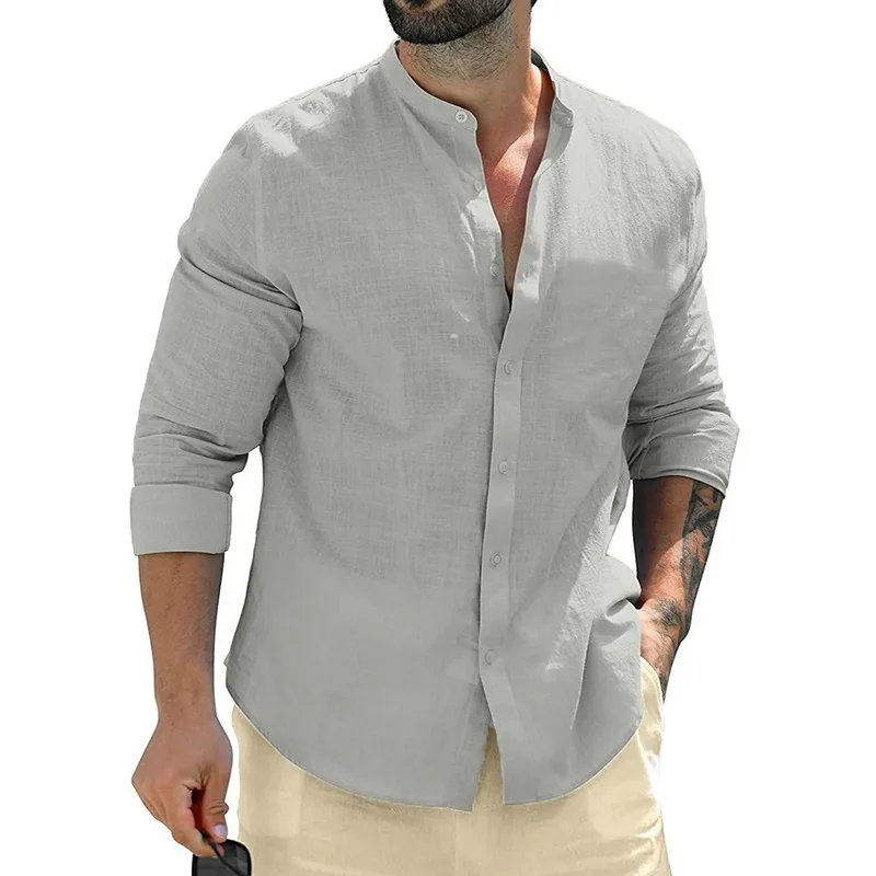 Riviera Élégance | Men's Mao Collar Shirt – Image 7