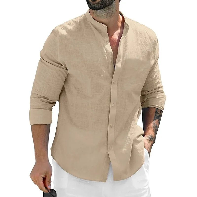 Riviera Élégance | Men's Mao Collar Shirt – Image 6