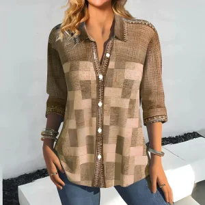 Button Patchwork Blouse | Casual Style and Original Touch