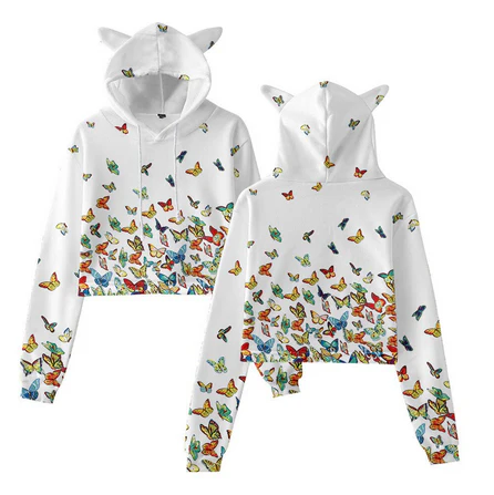 Sweat Crop Top Envolée de Papillon