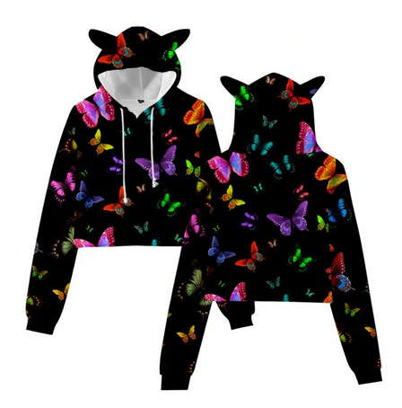 Sweat Papillon Crop Top Noir