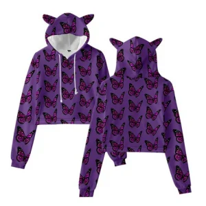 Sweat Papillon Crop Top Violet