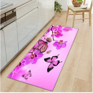 Tapis de Cuisine Papillon Rose