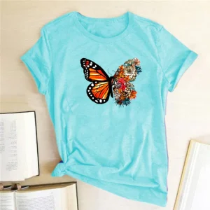 Tee Shirt Papillon Turquoise