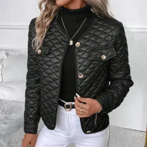 Black Quilted Jacket | Cotton | Chic Lightweight and Tailored