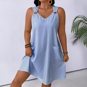 Striped Short Dress with Straps | Fresh and Modern