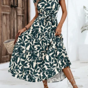 Robe Midi Feuillage | Coton | Fluide, Bohème et Élégante