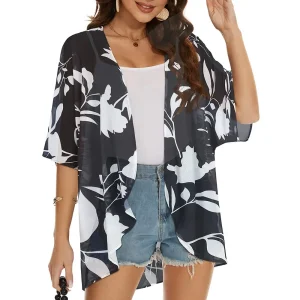 Veste Kimono Transparent Femme Fleuri