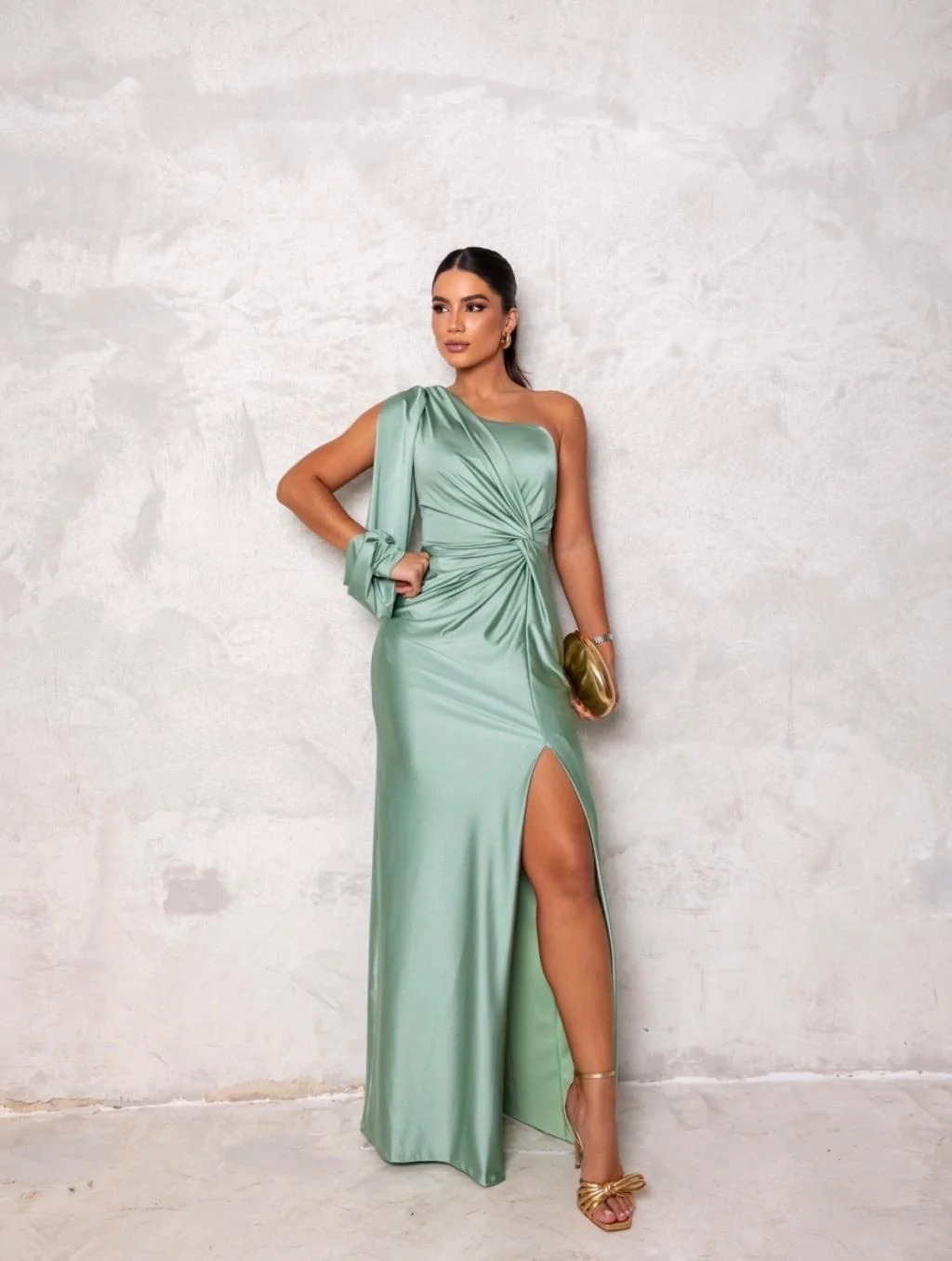 Robe de Soirée Asymétrique | Satin | Élégante et Fluide – Image 3