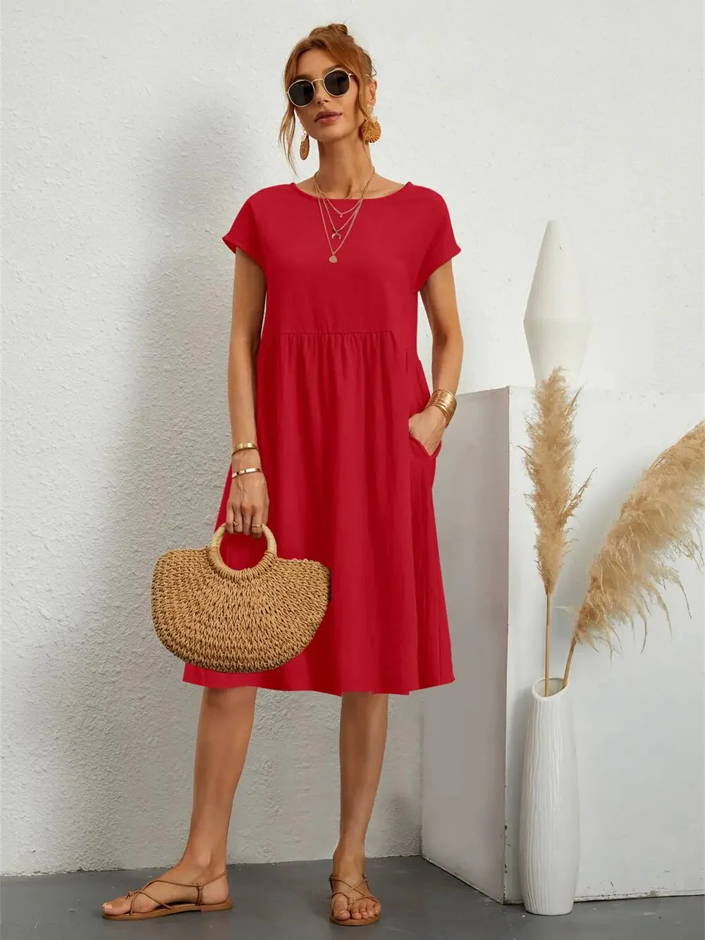 Red Summer Dress | Cotton | Comfortable and Timeless