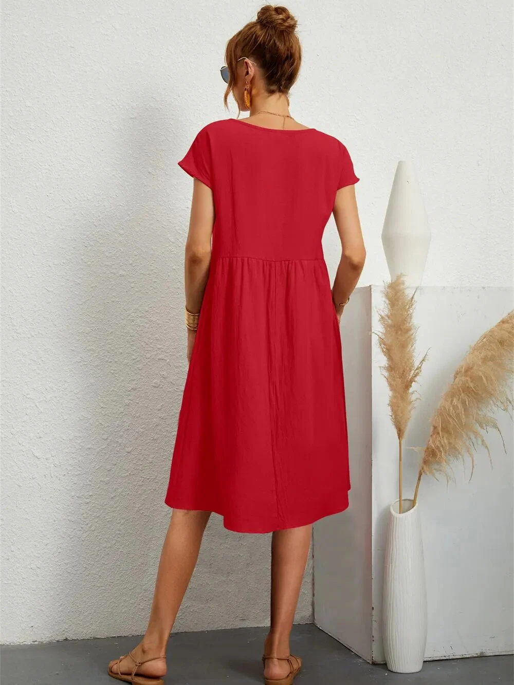 Red Summer Dress | Cotton | Comfortable and Timeless – Image 2