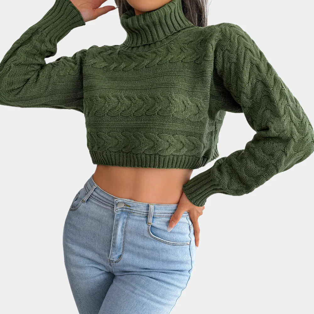 Cotton Short Twisted Sweater | Turtleneck, Warm and Modern – Image 3
