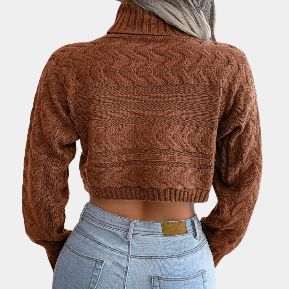 Cotton Short Twisted Sweater | Turtleneck, Warm and Modern – Image 2
