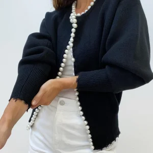 Cardigan with Pearls | Ample cut | Casual elegance